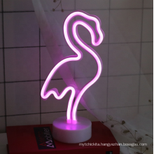 Flamingo LED Neon Night Light with Base, USB Table Lamp for Kids Room Holiday Party Decor